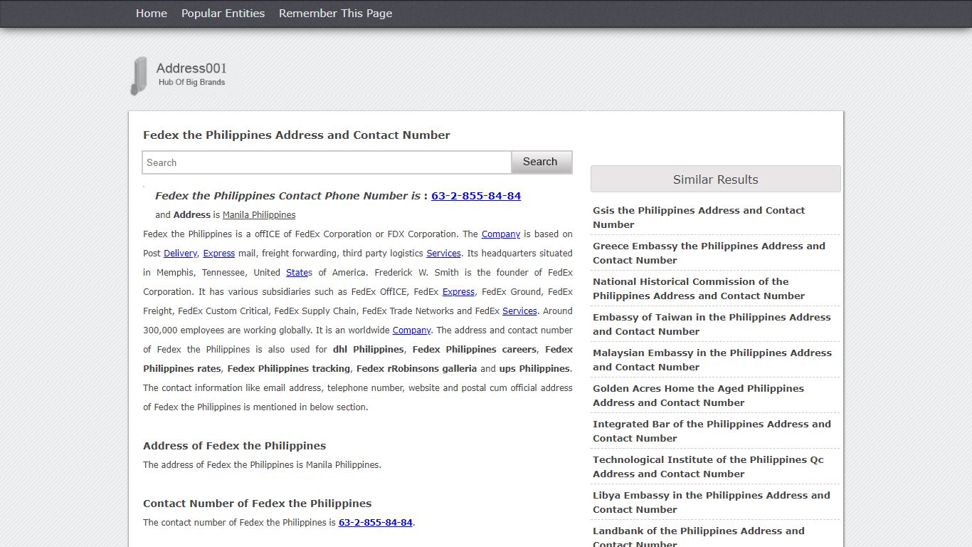 Fedex the Philippines Address and Contact Number - address001.com